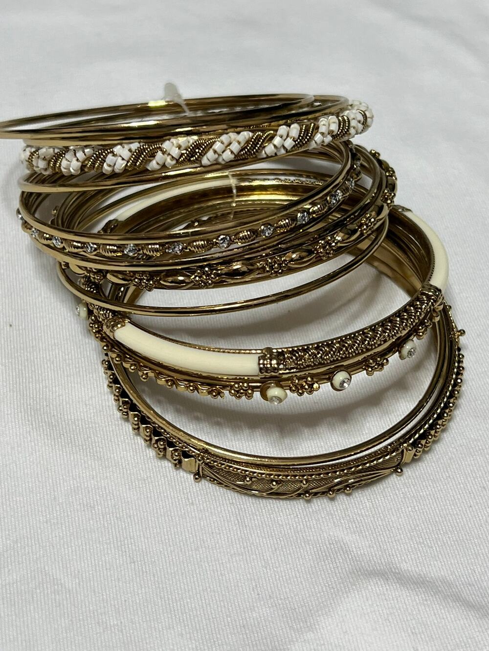 Made in India Women's Plus Gold-tone Embellished Bangle Bracelet Set New